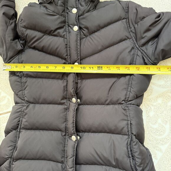 J Crew Down Feather Hooded Full Zip Button Puffer Jacket Size S Removable Hood - Picture 6 of 12